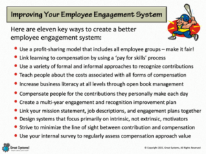CHECK OUT my list of 11 proven best practices to increase work team engagement levels