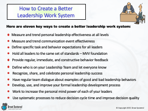 Ten Ways to Improve Your Leadership Work System
