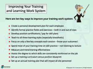 Ten Ways to Improve Your Training and Learning Work System