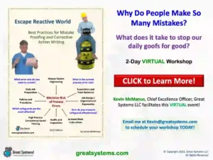 Learn more about how my VIRTUAL 2-day Mistake Proofing Best Practices workshop can help you stop errors and failures.